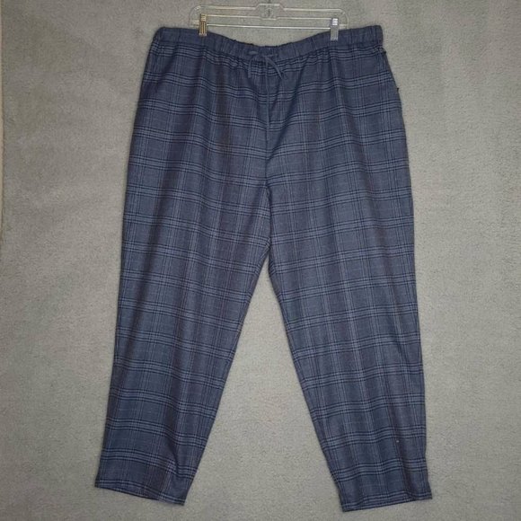 Treasure & Bond Womens Leisure Pants Blue‎ Plaid High Rise Plus 2X New - Picture 1 of 11